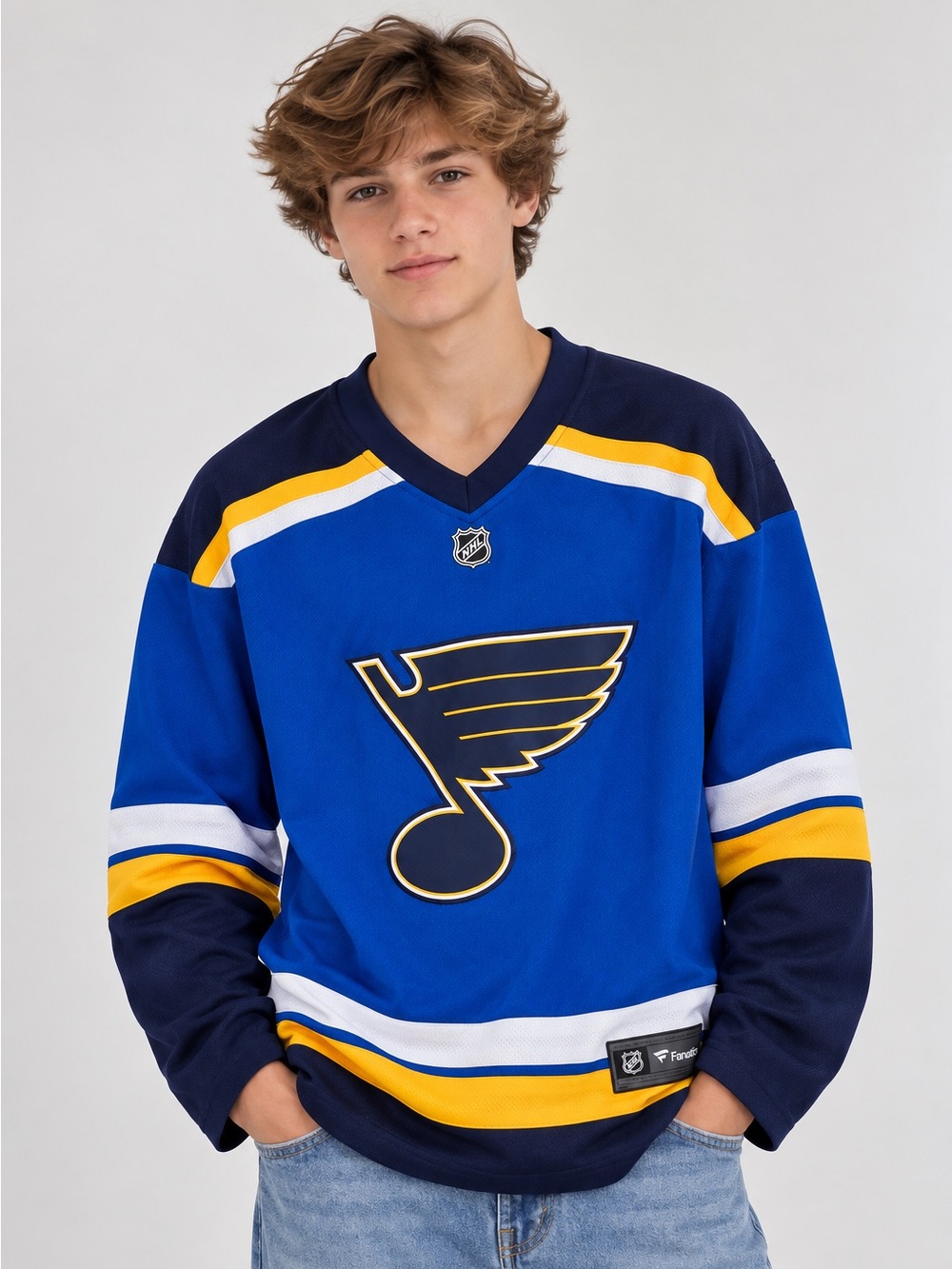 Fanatics St. Louis Blues Youth L/XL NHL Hockey Jersey Blue Official